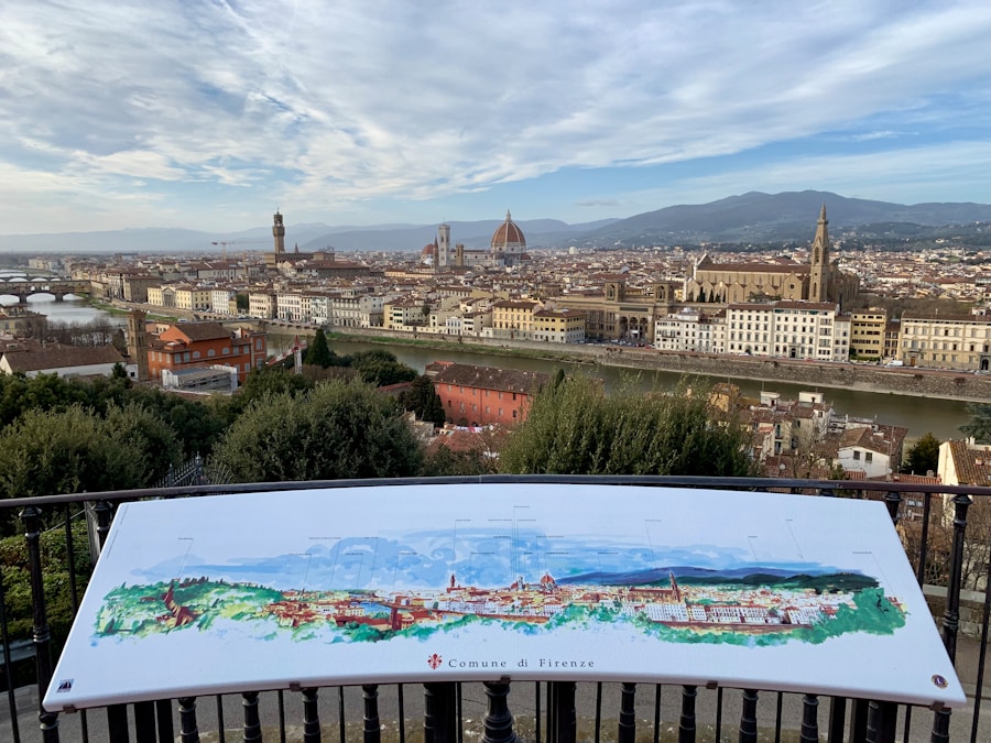 A view of the city of florence from a bench.