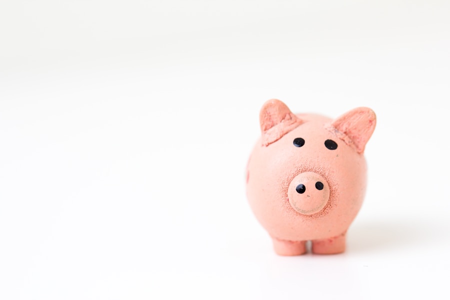 A small pink piggy bank on a white background depicting earning a living from content creation on youtube and podcasts